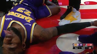 LeBron James PLAYING DEAD during game, Lakers teammates come to help