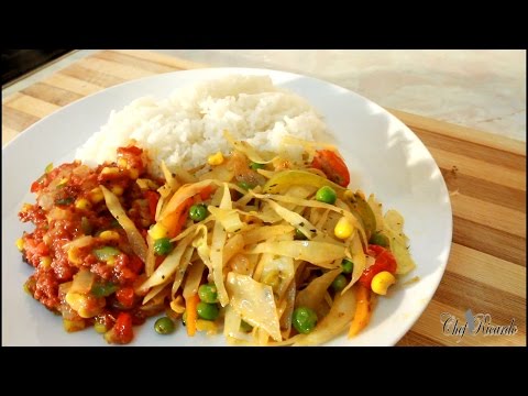 Fluffy Rice And Corn Beef Stirfry Cabbage-Jamaican...