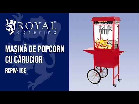 video - Mașină de Popcorn cu cărucior - Roșie