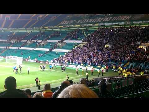 Morton fans celebrate victory at Celtic Park (24 September 2013)
