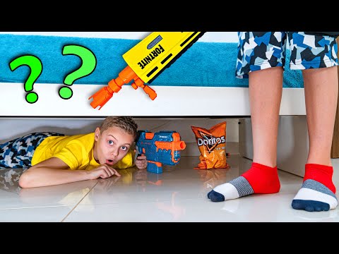 Mystery of Missing Snack: Hide and Seek NERF Battle with my Brother