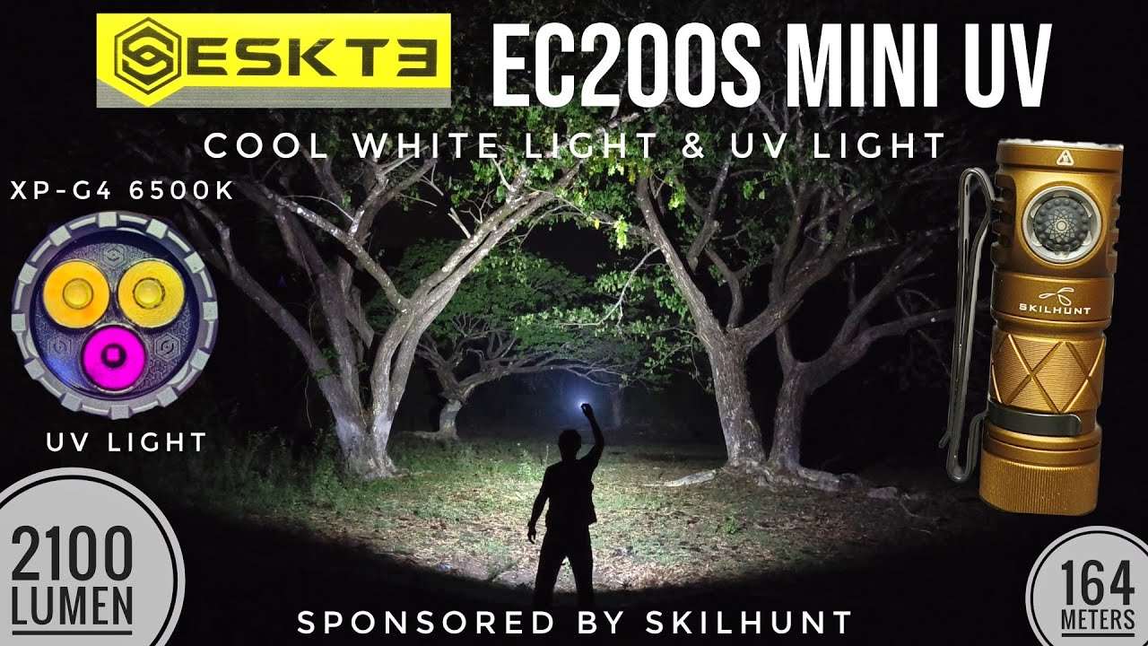 SKILHUNT EC200S-Mini UV Flashlight - 1400 Lumens, USB-C Rechargeable, 365nm UV Light, Compact EDC Light - View #7