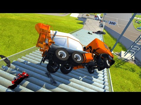 Stairs Jumps Down - BeamNG.drive Crash Test