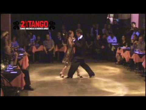 Diana de Valle  and  Juan Camerlingo  are  dancing  to  the  milonga  "  Sacale Punta  "