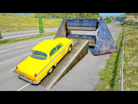 Cars Vs spinning Roller #1 - BeamNG Drive