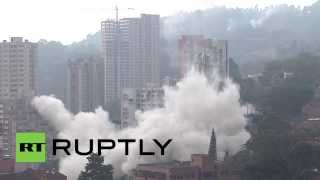 Columbia: Medellin tower block blows up in 'unannounced' controlled explosion following tragedy