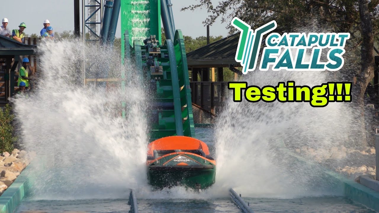 Catapult Falls Testing Begins At SeaWorld San Antonio Construction Update 6.22.23