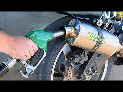 EXPERIMENT GASOLINE in MOTORCYCLE EXHAUST Video
