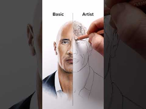Draw The Rock! Basic vs Artist #art #drawing #shorts #therock #dwaynejohnson #howtodraw #easydraw