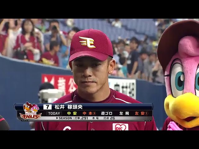 イーグルス松井稼選手ヒーローインタビュー 2014/8/24 Bs-E