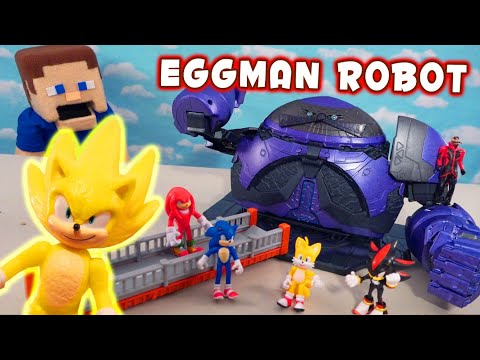 Sonic the Hedgehog 2 Movie Eggman Robotnik Robot PLAYSET Super Sonic ATTACK!! Jakks Toys