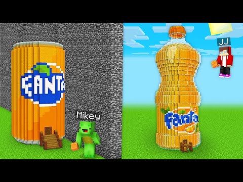 JJ and Mikey CHEATED with FANTA SODA Build Battle- Maizen Parody Video in Minecraft