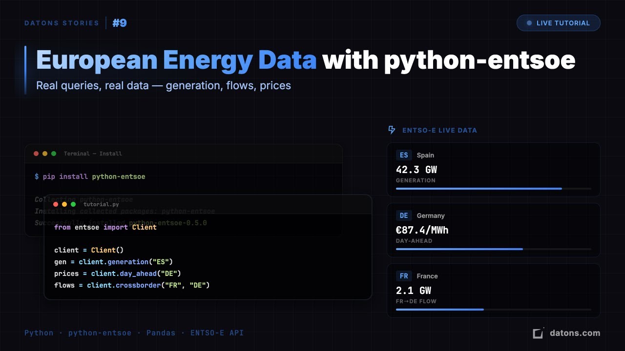 Datons Stories #9 - European Energy Data with python-entsoe | Live Tutorial