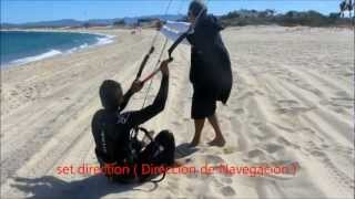 preview picture of video 'Kitesurfing La Ventana, Water Start lessons,  Beach practice'