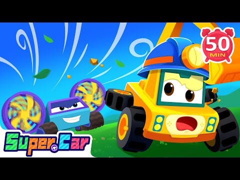 Run! The Strange Windy Car is Coming! | Super Cars Save the Day | Fun Kids Cartoons & Car Songs