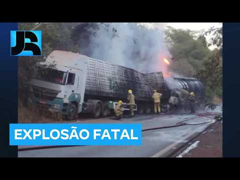 MG: carreta com combustível explode após acidente e mata motorista em Unaí