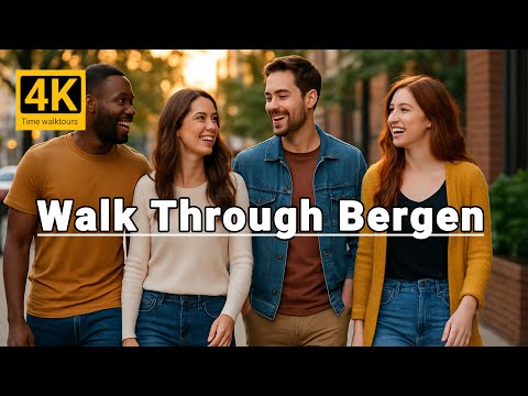 Walking tour in Bergen, Norway | 4k Sunny Day walk on Quiet Morning