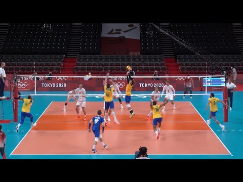 Bruno Rezende setting Brazil Volleyball at Tokyo Olympics