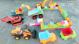 Download lagu Construction Vehicles For Children - Dum Truck Excavator,  Loader - Building Blocks for Children mp3