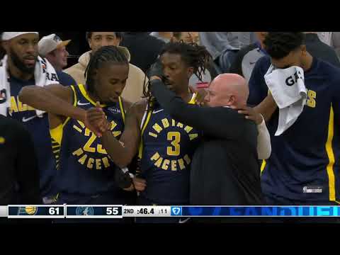 Delon Wright is bleeding from his head and taken out of the game after a head collision with Clark