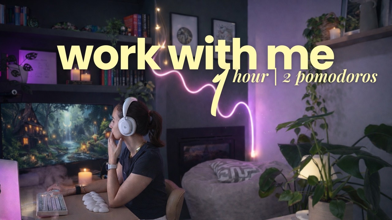 WORK WITH ME ⚡️ 1 hour | 2 pomodoros | calming music | productivity boost | cozy home office