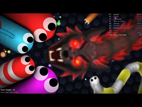 Slither.io A.I RED WOLF Vs GIANT Pro Snakes - Epic Skin Slitherio Vip Gameplay - World Record