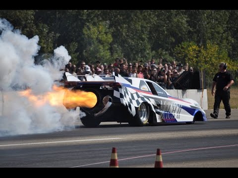 6000hp Jet Engine Funny Car Mach II - HUGE Flames