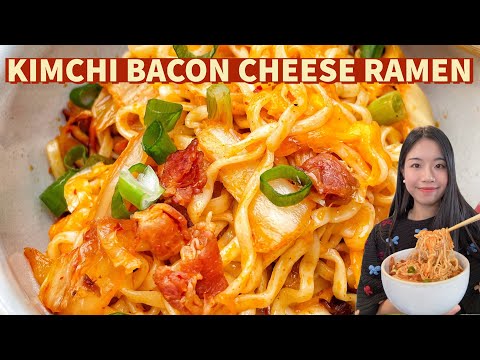 Kimchi Bacon Ramen with Cheese? Only 20 mins! Korean Ramen - So Simple and Delicious 😋韩国泡菜培根芝士拉面