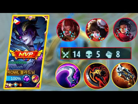 BEST RETRIBUTION FOR JUNGLER CORE DYRROTH | DAMAGE ITEM WITH 14 KILL IN THE GAME 😱 |  MLBB