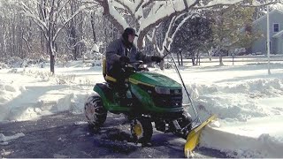 John Deere Snow Plow Blade Attachment. Easily Clear Driveway.