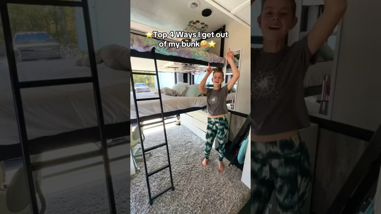 BUNK BED- No ladder needed🤪 #rvlife #shorts
