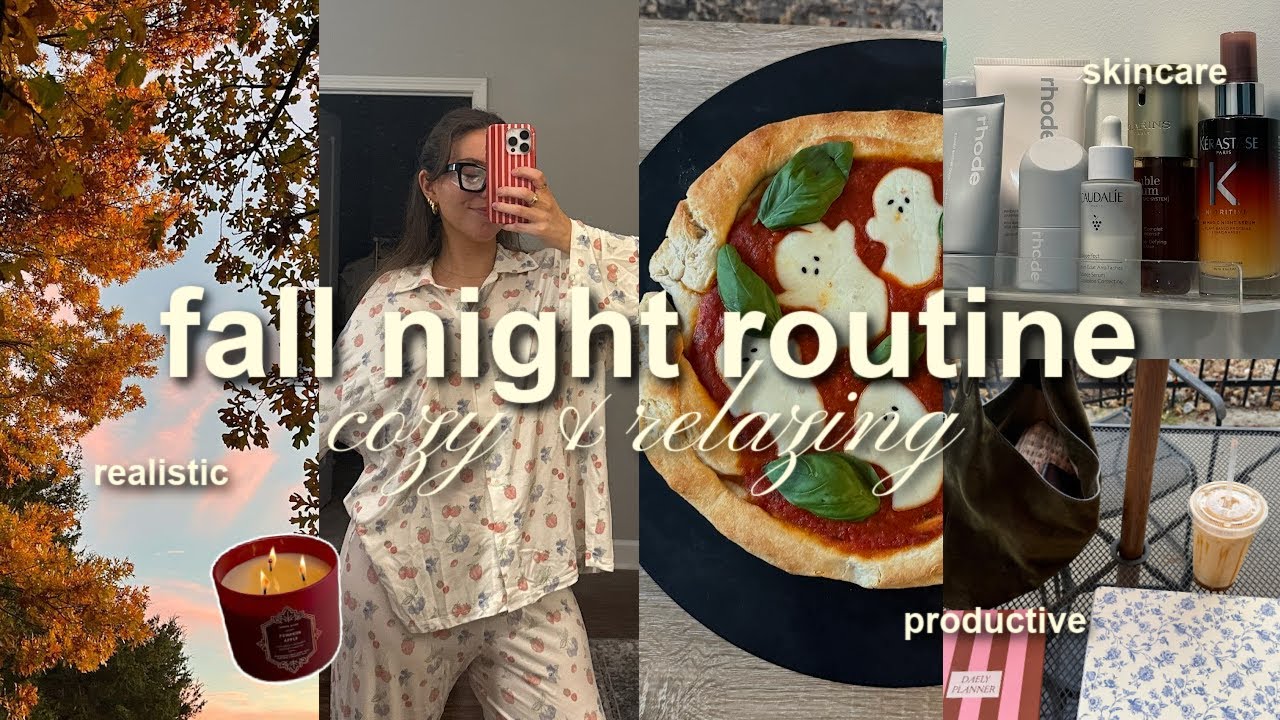 FALL NIGHT ROUTINE 🕯️🍁 skincare, cozy, + romanticizing fall! (autumn evening at home)