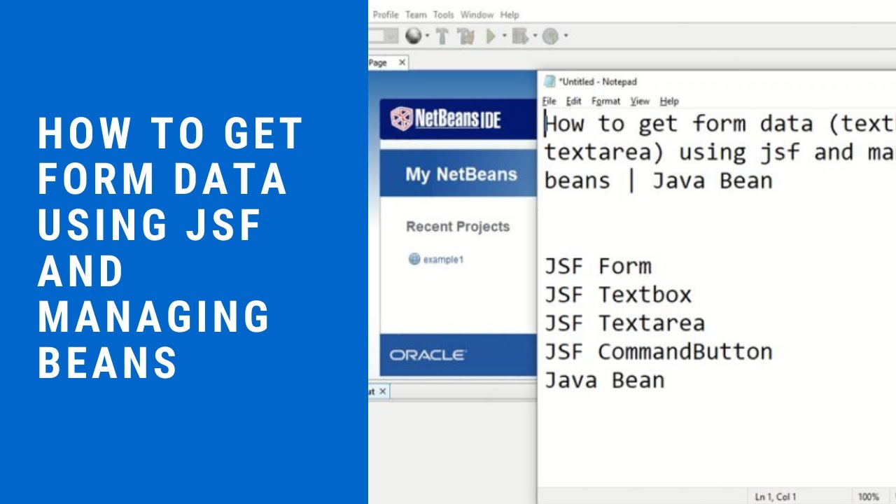 How to get form data (TextBox, TextArea, CommandButton) using JSF and Managing Beans | Java Beans