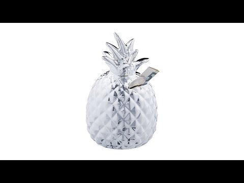 Spardose Ananas in Silber Silber - Keramik - Textil - 9 x 16 x 9 cm