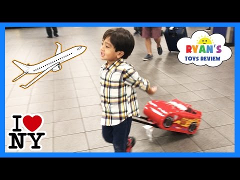 Ryan ToysReview airplane ride and opening surprise eggs! Video