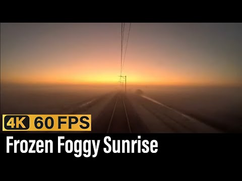 Train Cab Ride NL / Frozen Foggy Sunrise / Den Helder - Alkmaar / VIRM IC / February 2023