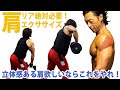 重要!立体感のある肩作るなら三角筋後部リアデルトが重要。yoshiのおすすめ三角筋後部種目。ワンハンド・リアレイズ。パワー種目で刺激を与えろ!