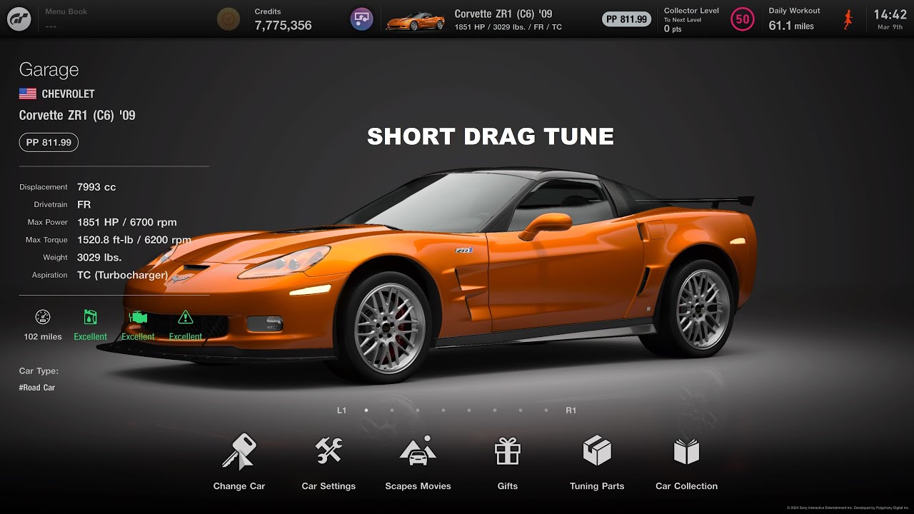 [Gran Turismo 7] C6 ZR1 short drag tune