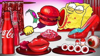 Download lagu RED FOOD MUKBANG! SPONGEBOB RED MUKBANG | MUKBANG ANIMATION | SLIME CAT mp3