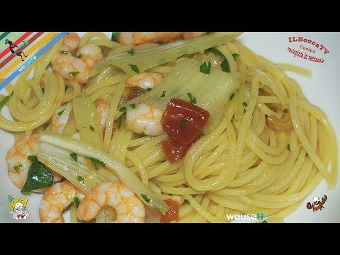 318 - Spaghetti gamberi e finocchi...un primino con i fiocchi :) (primo piatto semplice e veloce)
