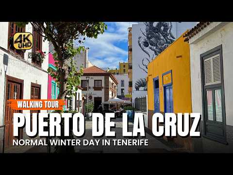 Puerto de la Cruz, Tenerife 🇮🇨 A Normal Winter Day in a Real Canary City | 4K Walk