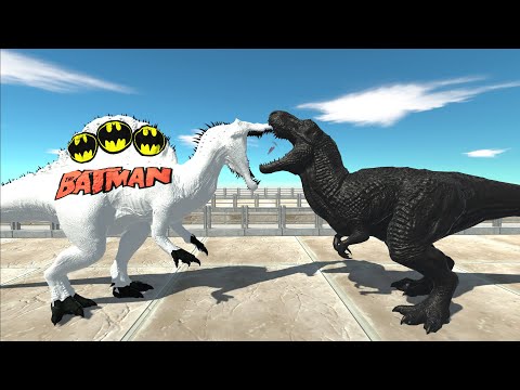 T-REX BATMAN vs T-REX DARK DEATH RUN - Animal Revolt Battle Simulator