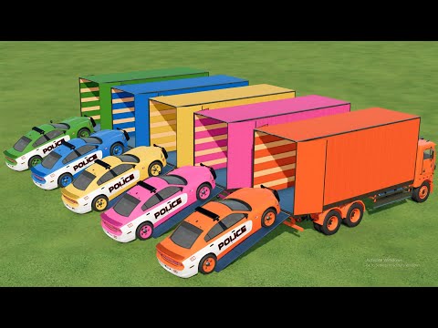 LOAD & TRANSPORT POLICE CARS WITH SCANIA TRUCKS IN FARMING SIMULATOR 22 |