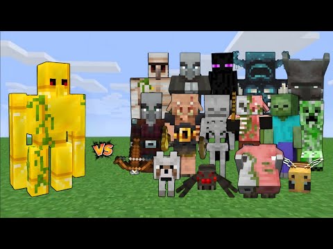 Minecraft GOLD Golem VS All Mob | Minecraft Mob Battle