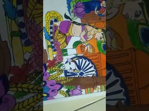 Drawing topic:- Indian Traditional Values 🇮🇳💚🤍🧡