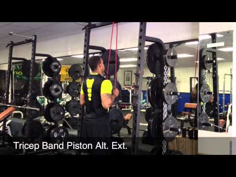 Alternating Single Arm Band Tricep Pressdown