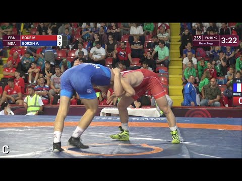 Repechage FS - 65 kg: M. BOUE (FRA) v. V. BORZIN (MDA)