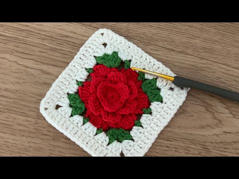 The Absolute Best Crochet Pattern for a 3D Rose Granny Square / Ep.1
