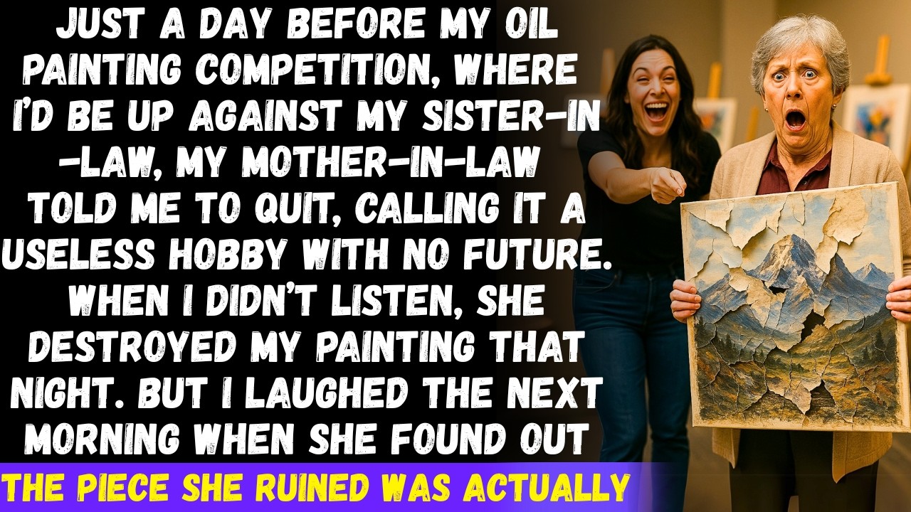 Just a day before my art contest, MIL ruined my painting, but I laughed because it was actually...