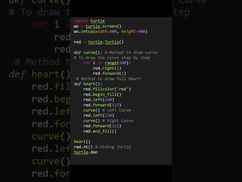 Draw Heart Shape In Python Turtle Pythonprogrmmerpythonheart